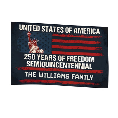 Custom Family Name USA 250 Years of Freedom House Flag  Semiquincentennial Patriotic