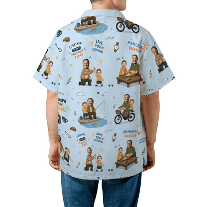 Love You Grandpa Custom Photo Hawaiian Shirt – Personalized Tropical Gift for Grandpa