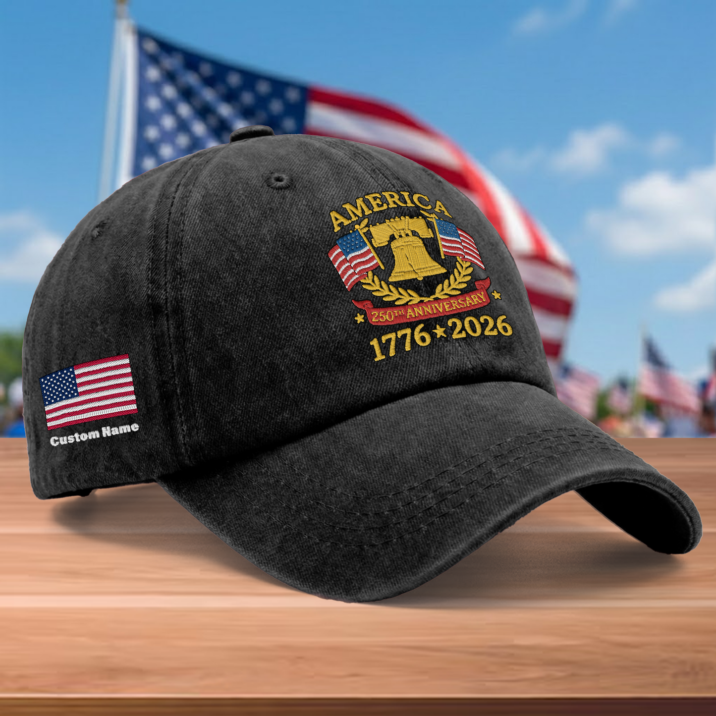 Proud America 1776–2026 – Patriotic Gift for America 250th Anniversary – Personalized Embroidered Baseball Cap