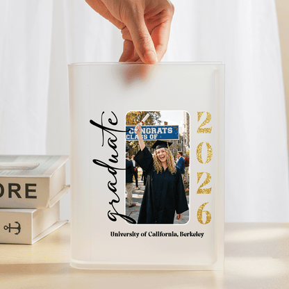 Personalized Graduate Acrylic Book Vase with Custom Photo Graduation Flower Vase