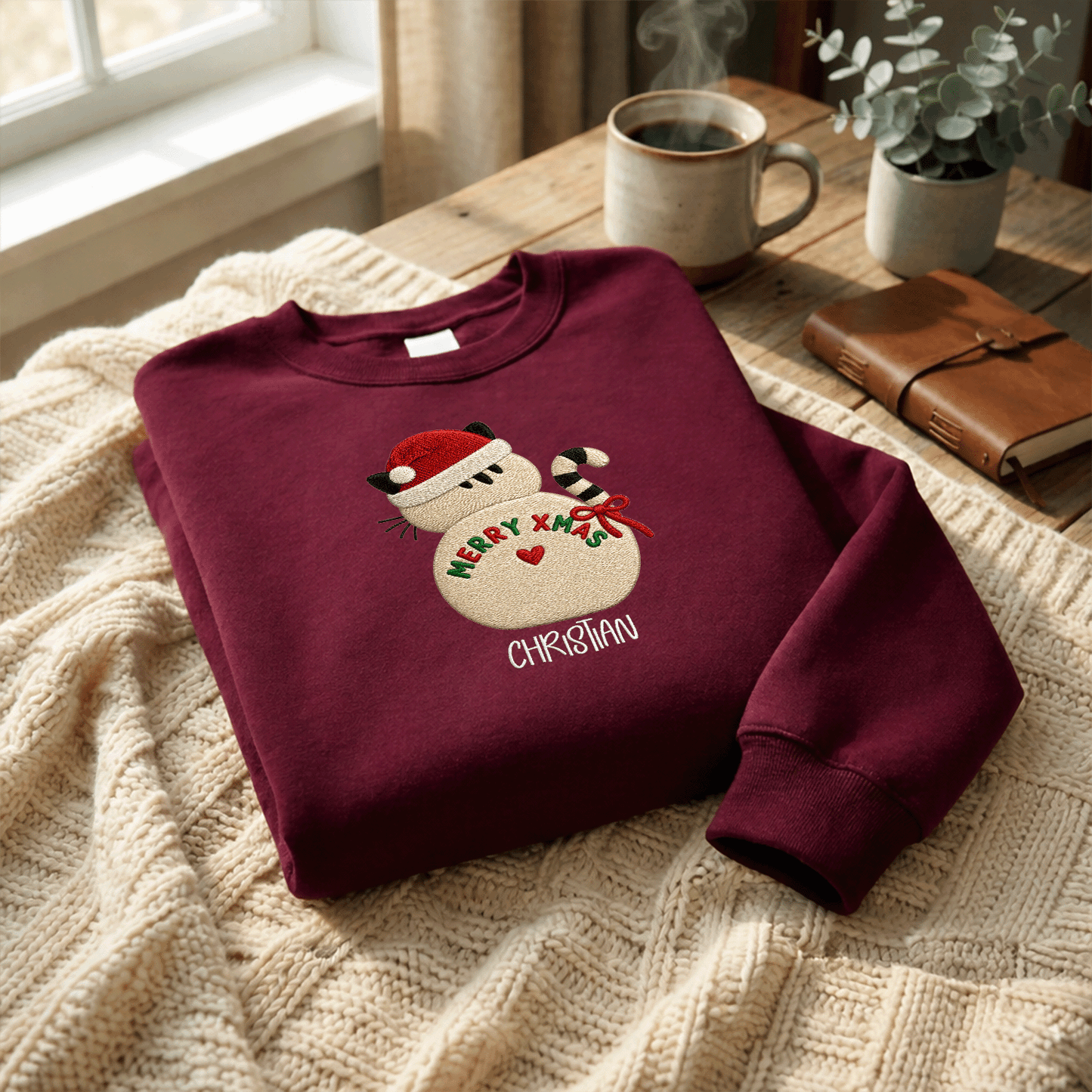 Personalized Embroidered Snowman Sweatshirt with Custom Name
