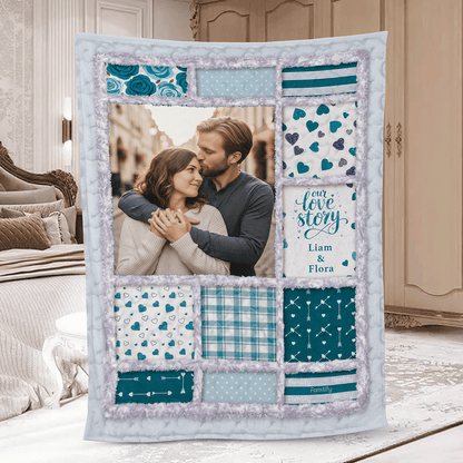 Our Love Story in Every Moment – Romantic Memory Gift for Couples – Personalized Photo Blanket