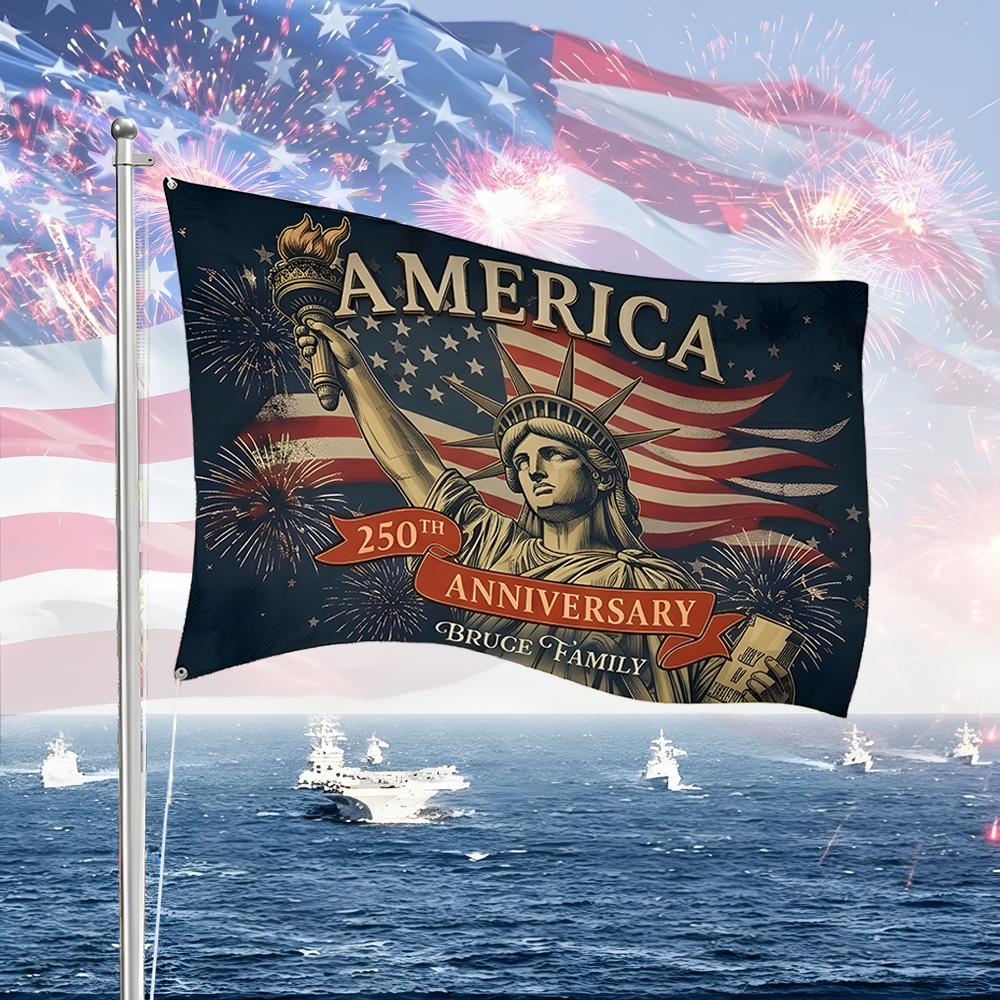 United States 250 Years Anniversary Custom Family Name House Flag