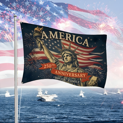 United States 250 Years Anniversary Custom Family Name House Flag