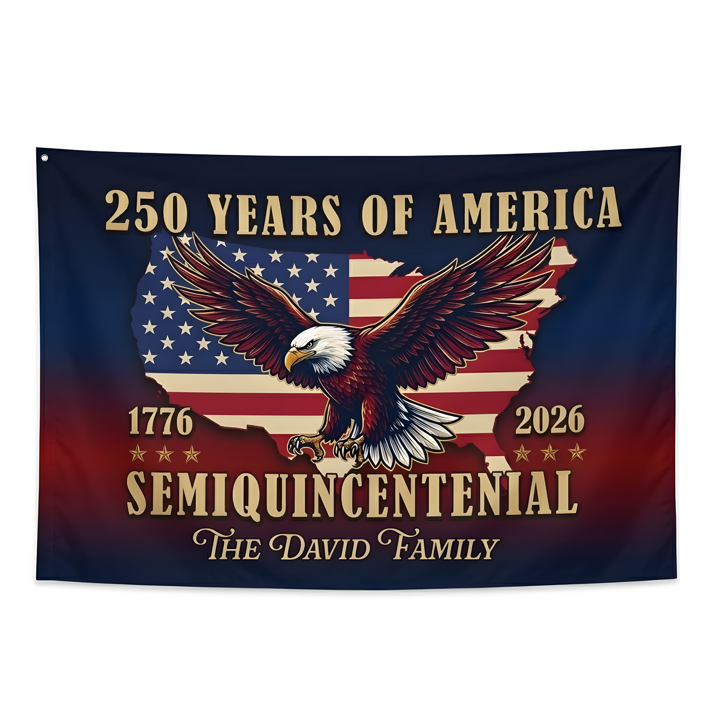 Custom Family Name 250 Years Of America Patriotic House Flag