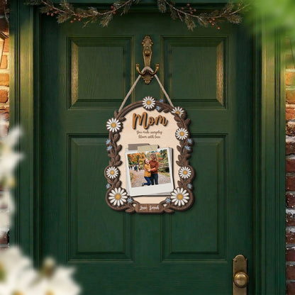 Personalized 2-Layer Wooden Sign with Photo & Year, Mother’s Day Gift for Mom & Grandma, Custom Floral Keepsake Plaque