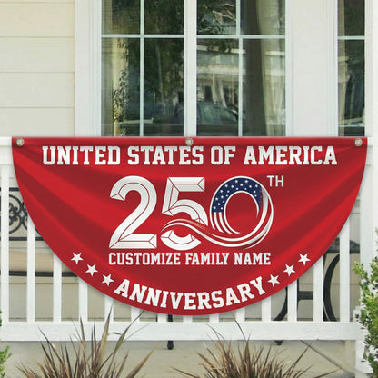 Patriotic 250th Anniversary 1776 2026 United States of America Non-Pleated Fan Flag Red