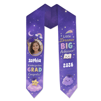 Personalized Little Dreamer Big Achiever Kid Graduation Stole – Custom Name