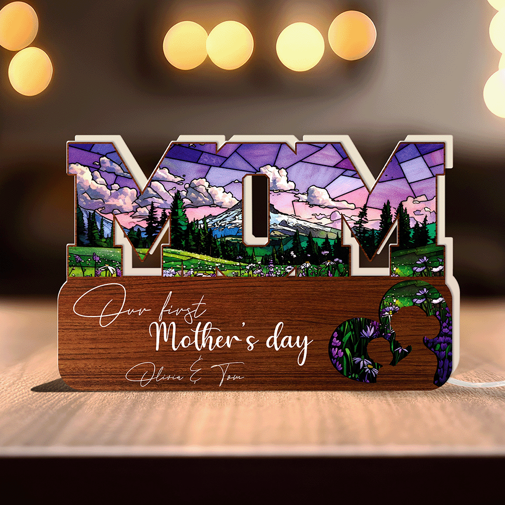 First Mother’s Day MOM Plaque – Personalized Acrylic Light Box Keepsake