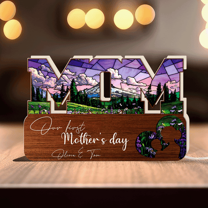 First Mother’s Day MOM Plaque – Personalized Acrylic Light Box Keepsake