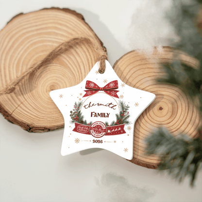 Personalized Star Ceramic Christmas Ornament, Custom Name Holiday Gift