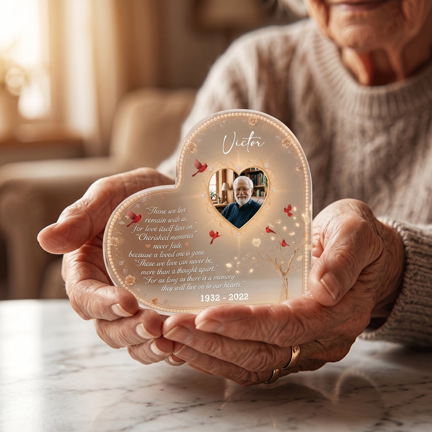 Personalized Memorial Heart Acrylic Plaque – Custom Photo Sympathy Gift & Remembrance Keepsake