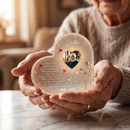 Personalized Memorial Heart Acrylic Plaque – Custom Photo Sympathy Gift & Remembrance Keepsake