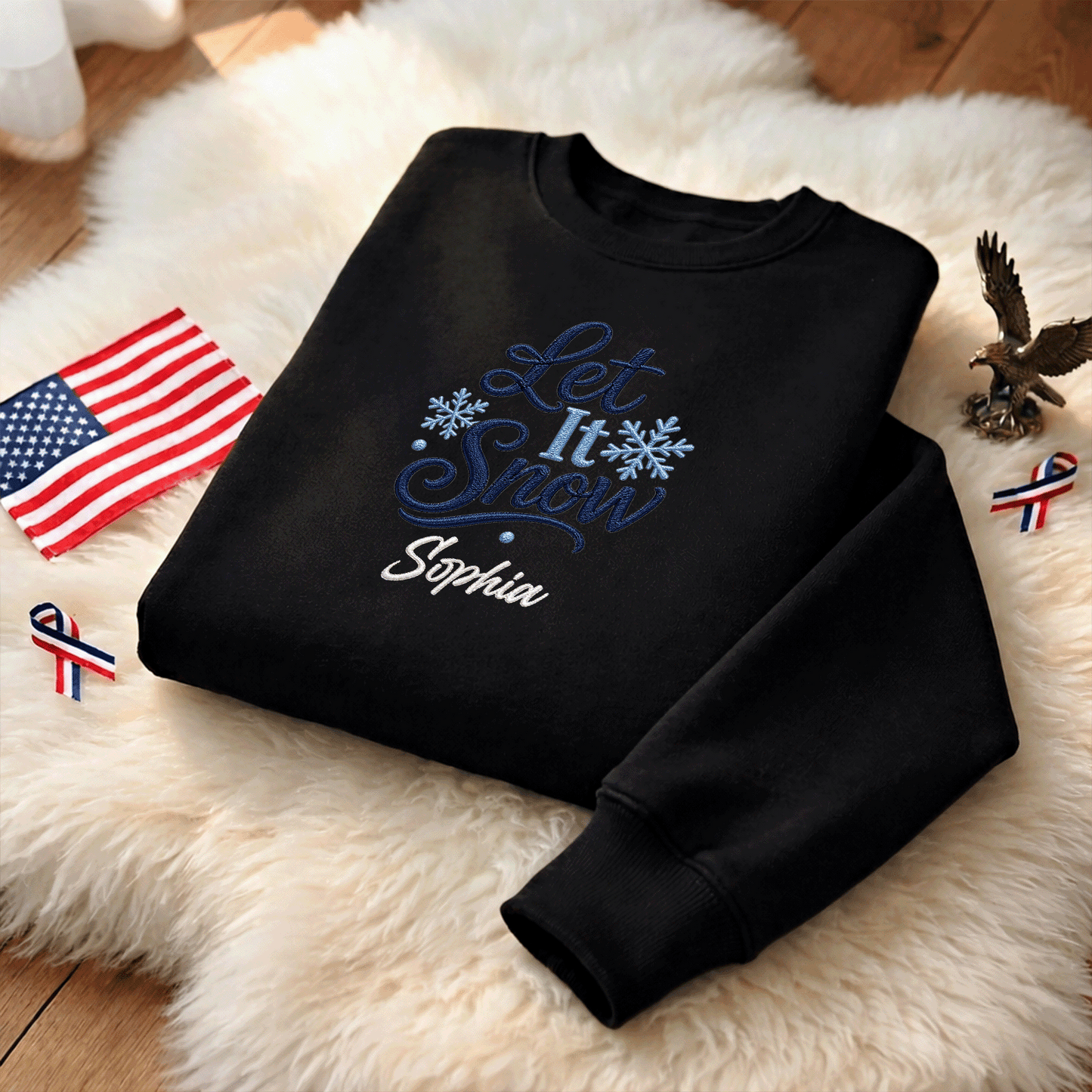 Personalized Embroidered Let It Snow Sweatshirt with Custom Name