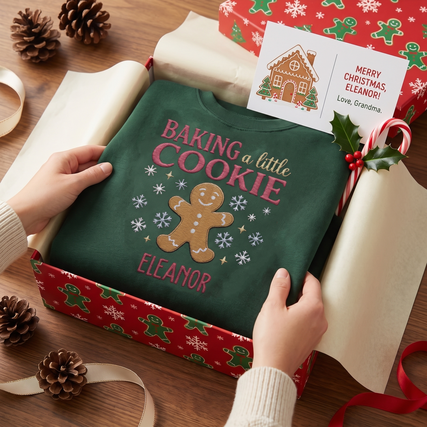 Personalized Embroidered Baking a Little Cookie Sweatshirt with Custom Name
