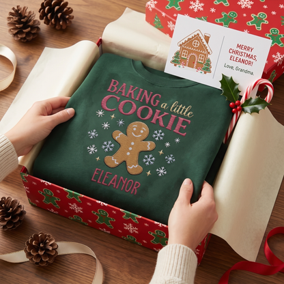Personalized Embroidered Baking a Little Cookie Sweatshirt with Custom Name
