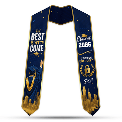 Personalized The Best Is Yet to Come Blue Graduation Stole – Custom Photo and Name