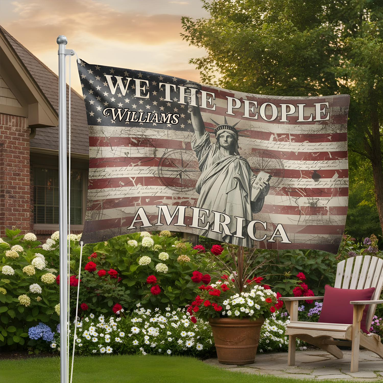 We the People - 250 Years America Anniversary Custom Family Name House Flag