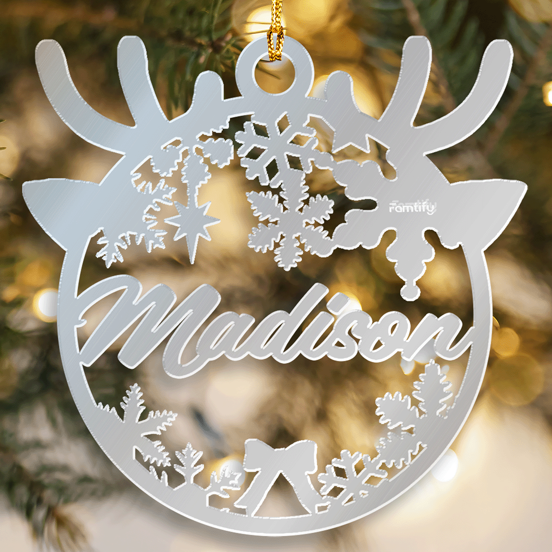 Custom Mirrored Acrylic Christmas Ornament - Personalized Name Gift