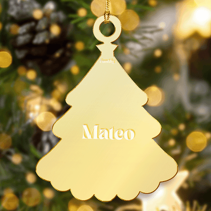 Custom Mirrored Acrylic Pine tree Ornament - Personalized Name Gift