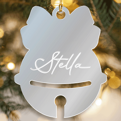Custom Mirrored Acrylic Sleigh Bell Ornament - Personalized Name Gift