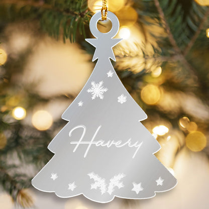 Custom Mirrored Acrylic Tree Ornament - Personalized Name Gift