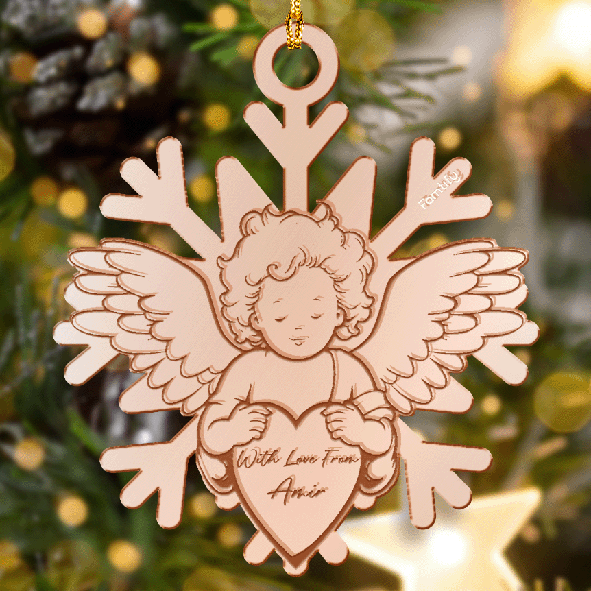 Memorial Mirrored Acrylic Angel's Snowflake Christmas Ornament