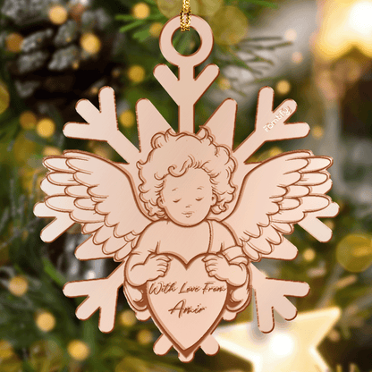Memorial Mirrored Acrylic Angel's Snowflake Christmas Ornament