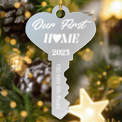 New Homeowner Personalized Mirrored Acrylic Key Shape Ornament