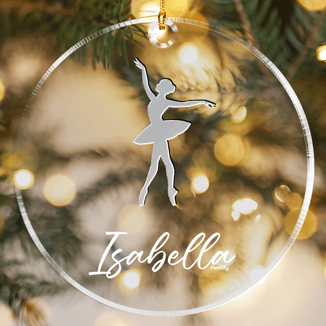 Personalized Ballerina Mirrored Acrylic Ornament - Christmas Gift for Dancer or Baby Girl