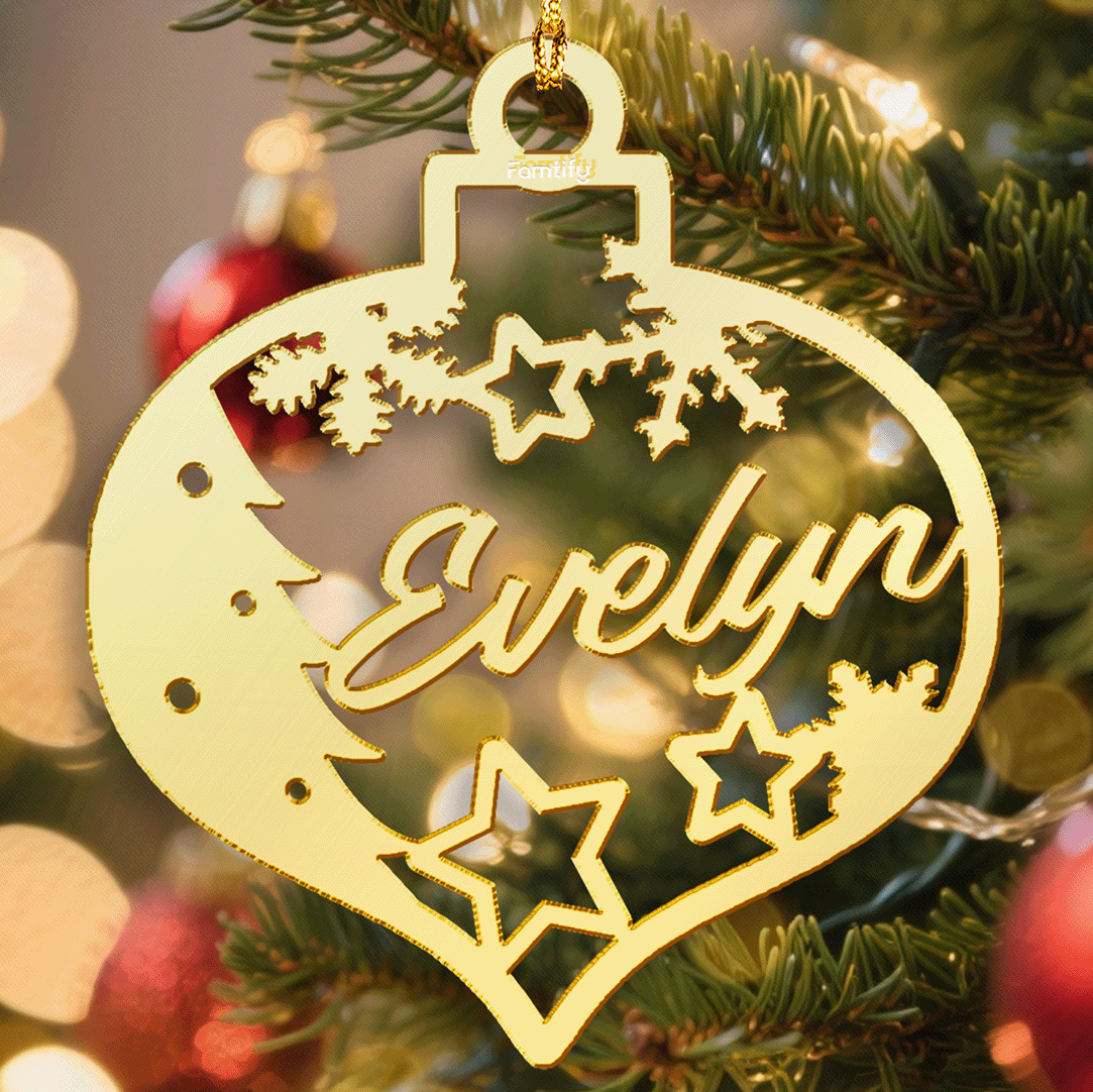 Personalized Mirrored Acrylic Christmas Ornament With Engraved Name