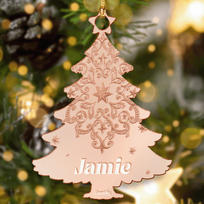 Personalized Mirrored Acrylic Christmas Tree Ornament - Custom Family Name Gift