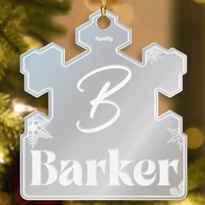 Personalized Mirrored Acrylic Ornament - Initial and Family Name Gift