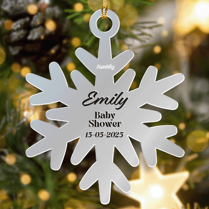 Personalized Mirrored Acrylic Snowflake Ornament - Christmas Baby Shower Gift