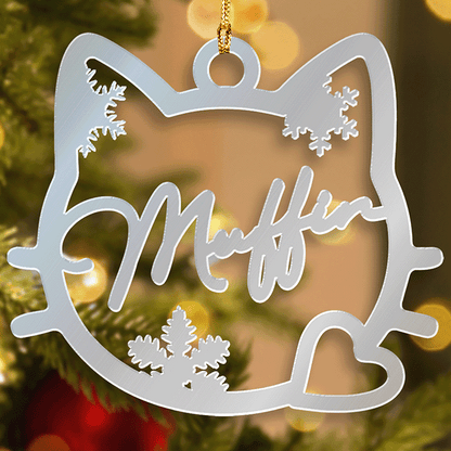 Personalized Pet's Name Mirrored Acrylic Cat For Lover Ornament