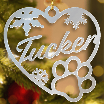 Personalized Pet's Name Mirrored Acrylic For Paw Lover Ornament
