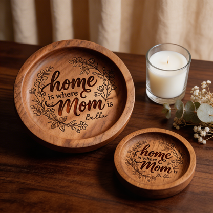 Home Is Where Mom Is – Personalized Wooden Ring Dish – Mother’s Day Gift for Mom