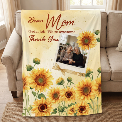 Personalized Mom Blanket – “Great Job Mom, We’re Awesome Thank You” Custom Gift