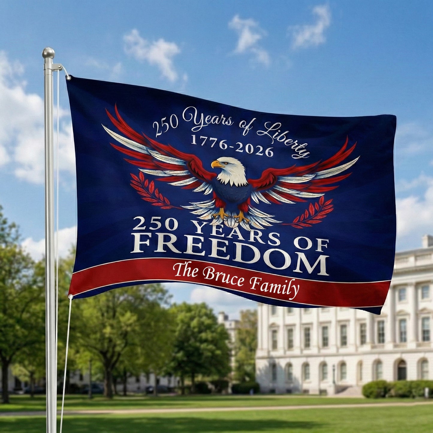 Personalized Family Name 250th Birthday Flag America Anniversary Banner House Flag