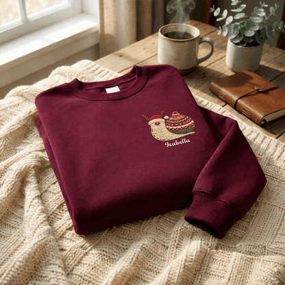 Personalized Embroidered Christmas Snail Sweatshirt with Custom Name