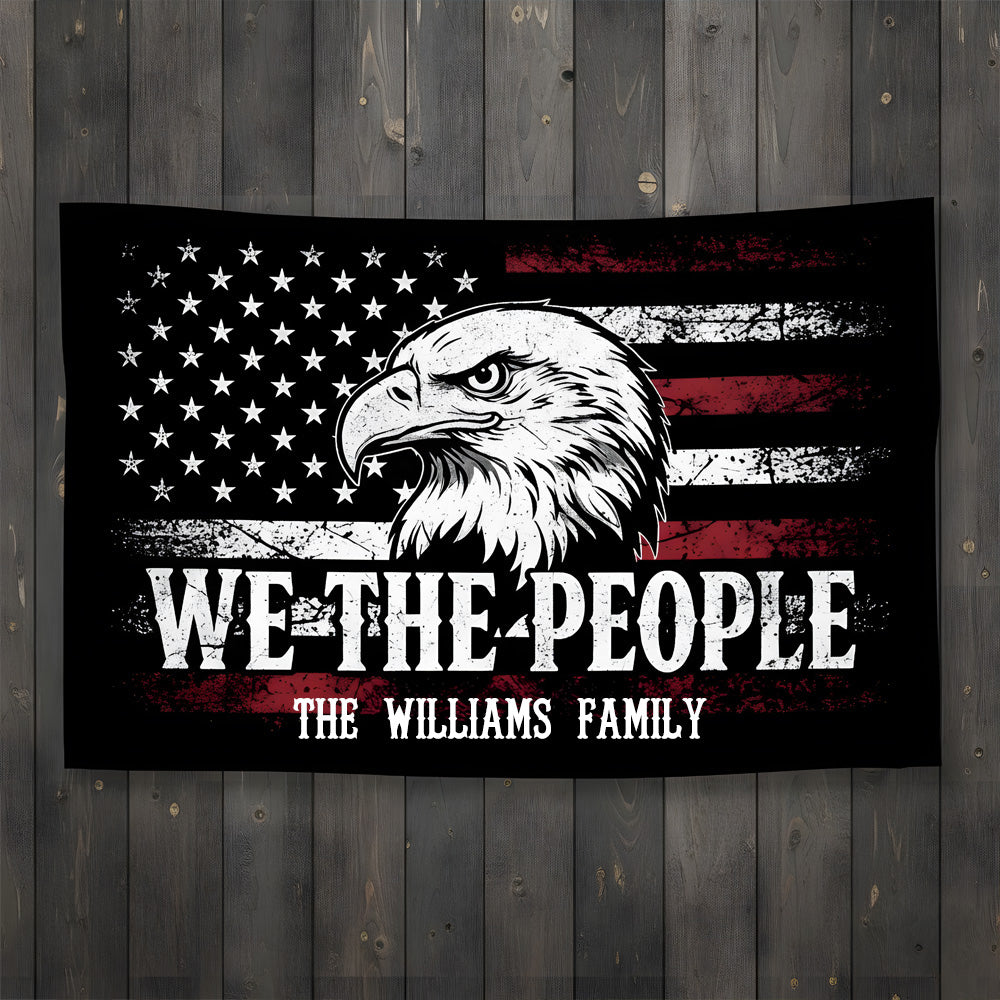 We The People Black And Red USA American Double-Sided Flag