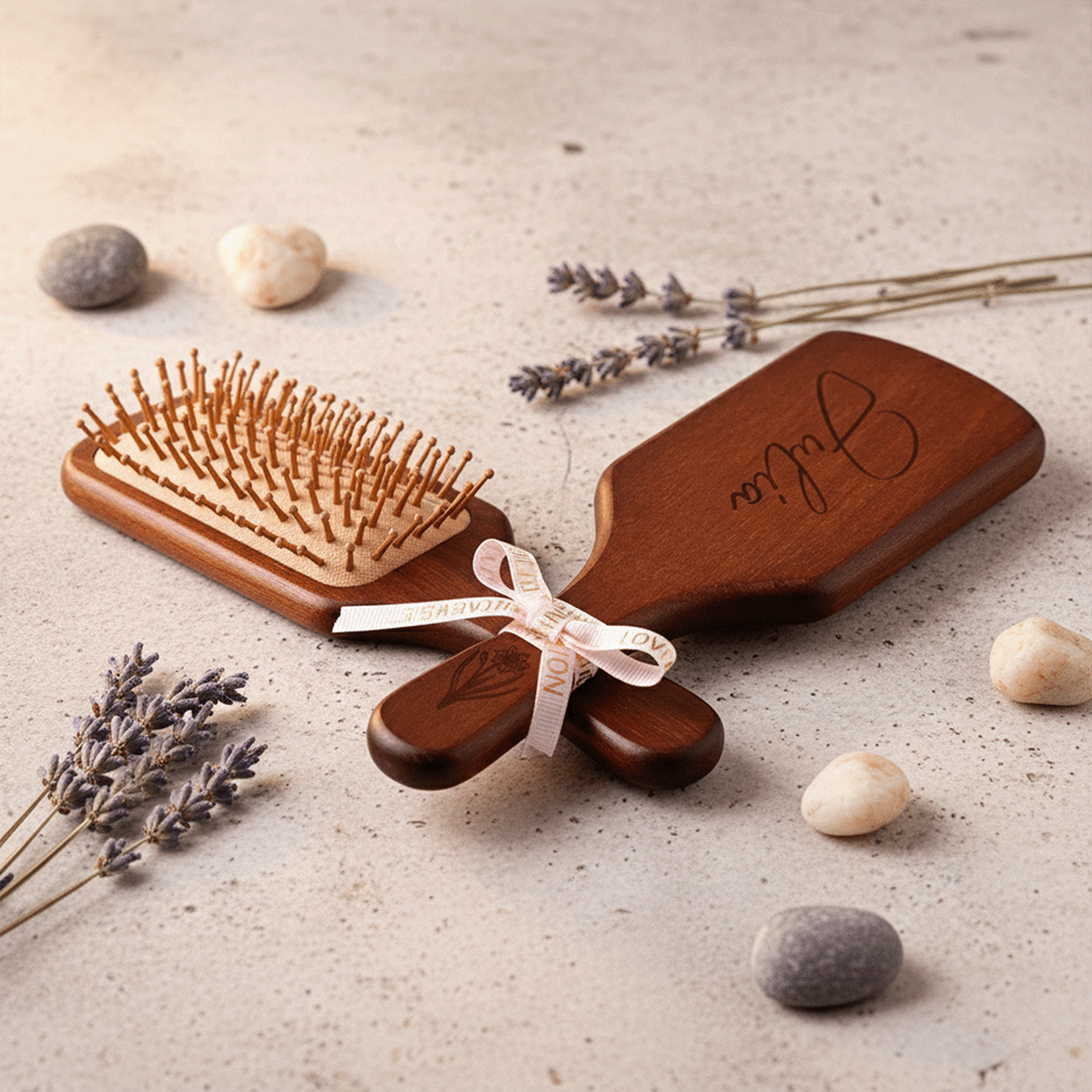 Personalized Wooden Air Cushion Hair Brush - Custom Engraved Natural Wood Massage Brush, Mother’s Day Gift