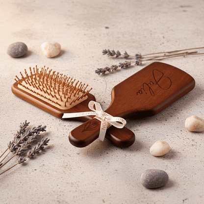 Personalized Wooden Air Cushion Hair Brush - Custom Engraved Natural Wood Massage Brush, Mother’s Day Gift