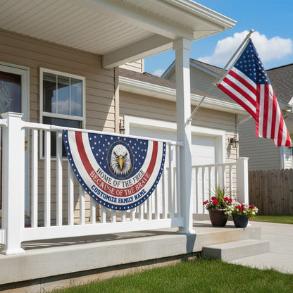Custom Family Name Home Of The Free Because Of The Brave Non-Pleated Fan Flag
