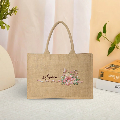 Personalized Linen Handbag – Minimalist Everyday Style Gift for Mom Birthday & Holiday Tote