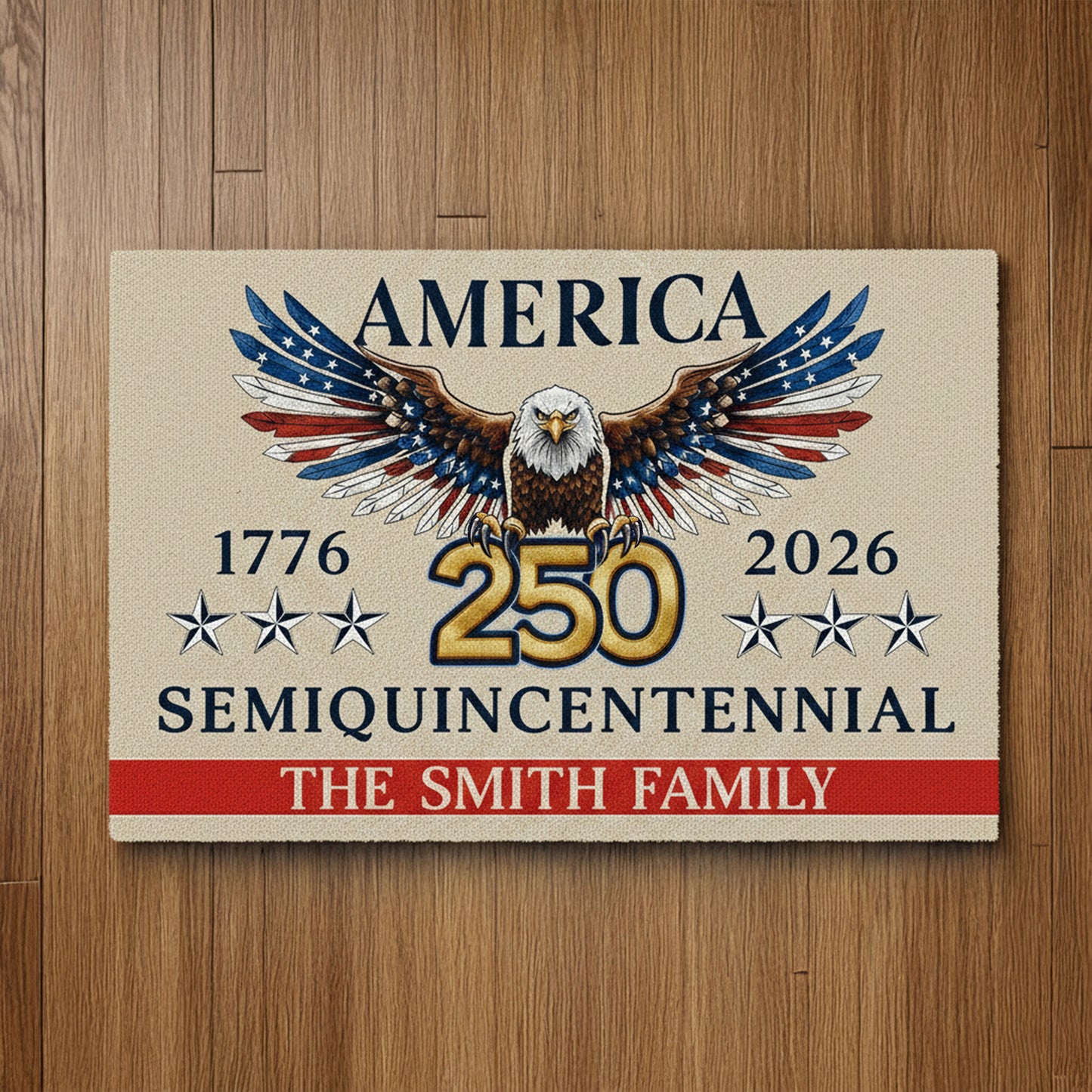 USA 250 Years of Freedom Doormat - Semiquincentennial Patriotic Welcome Mat