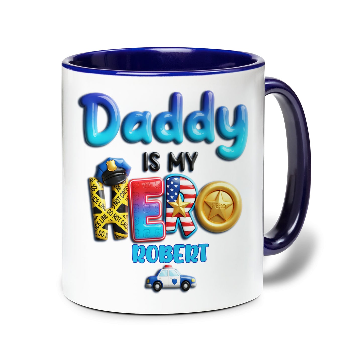 Personalized Police Dad Mug – My Daddy Is My Hero Accent Coffee Mug
