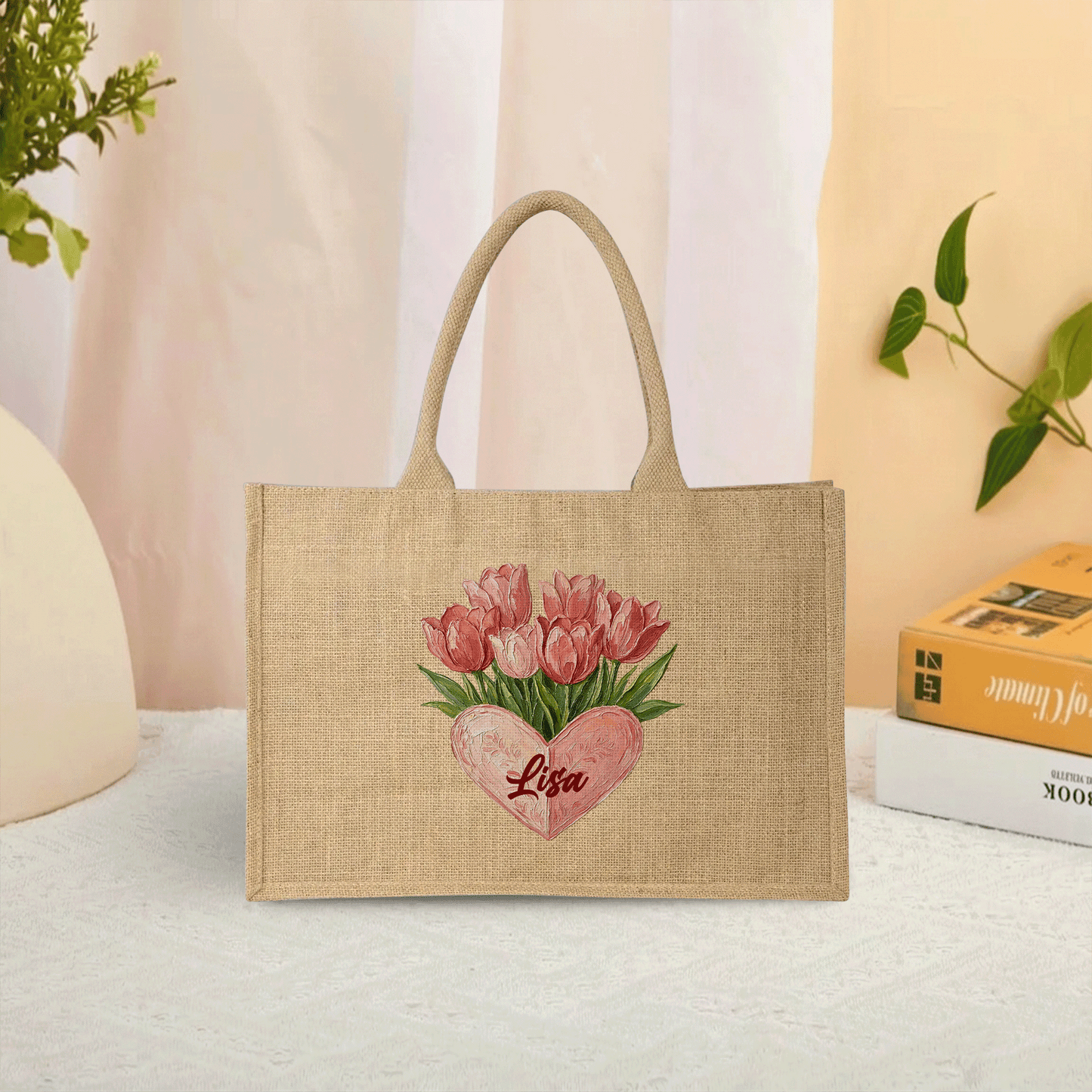 Personalized Wildflower Field Linen Handbag – Love & Togetherness Gift