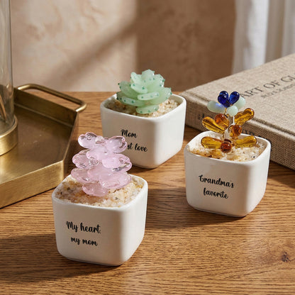 Personalized Succulent Glass Pot – Ocean Floral Planter Gift