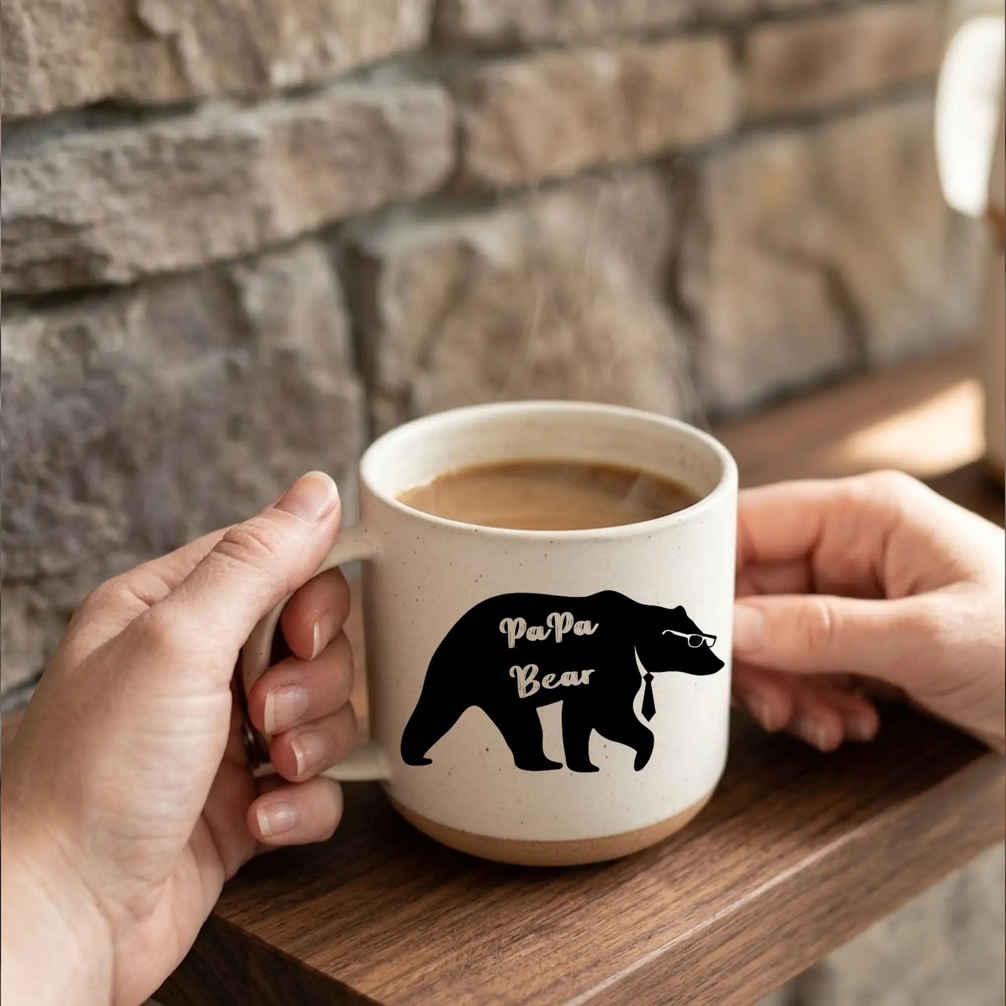 Papa Bear Clay Mug – Father’s Day Gift for Dad, Cute Family Coffee Mug